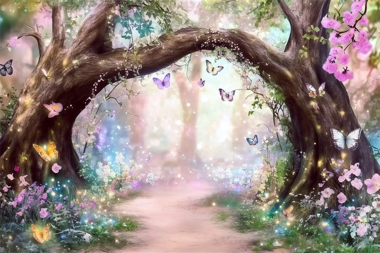 Fond Studio Forêt Fantastique Arche Fleurs Papillons Enchantée CSH61-212