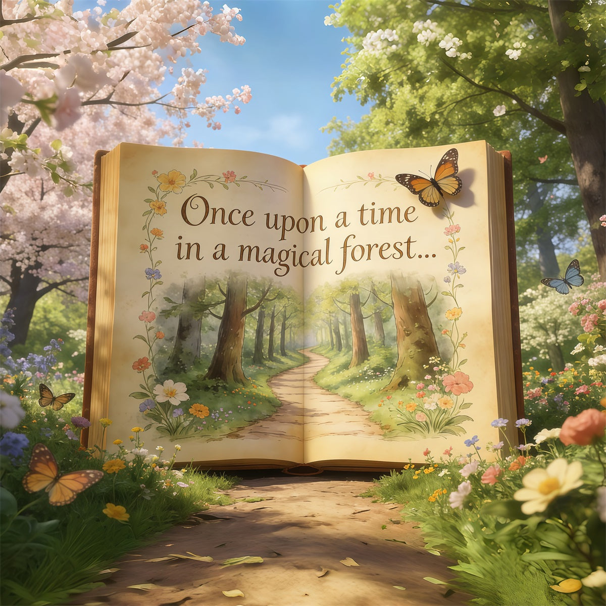 Toile de Fond Forêt de Conte de Fées Livre Ouvert Jardin Conte De Fées CSH61-220