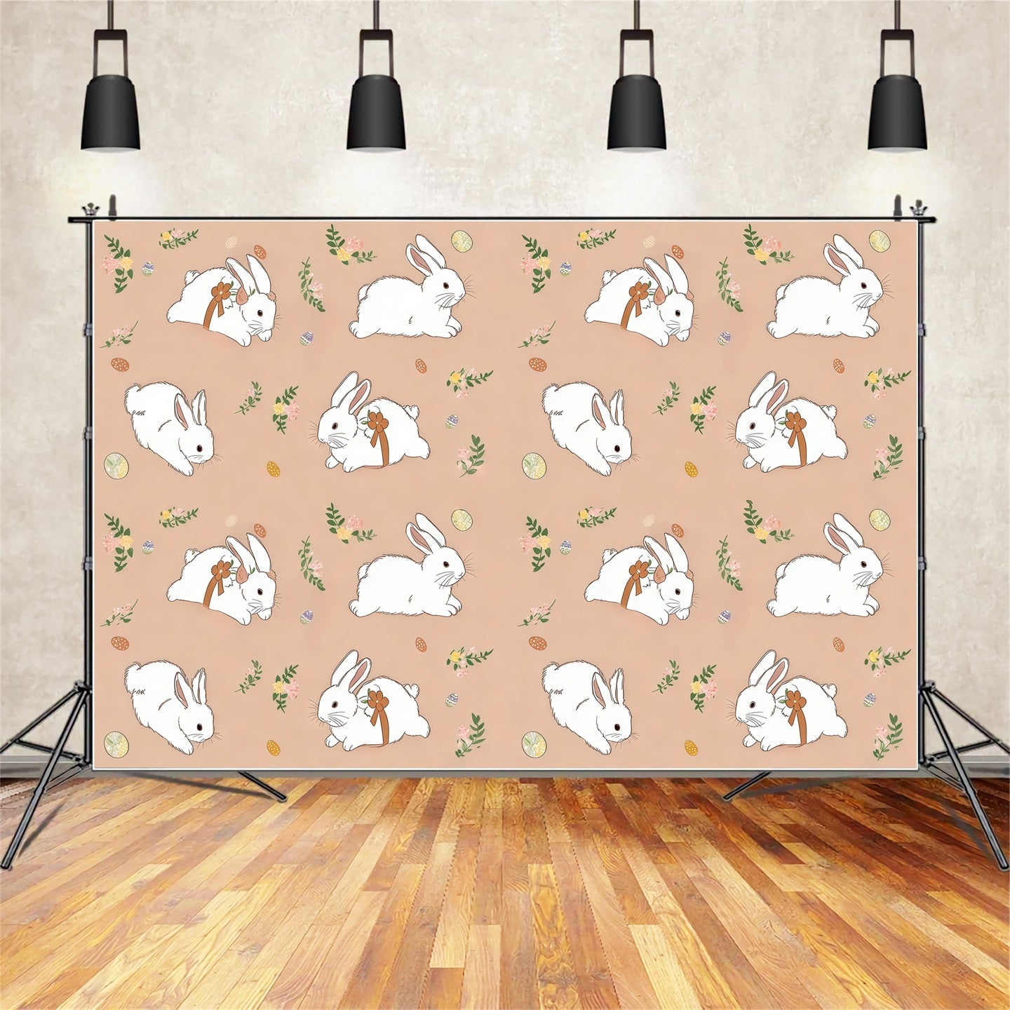 Fond Photo Pâques Motif Lapin Doux Floral CSH61-33