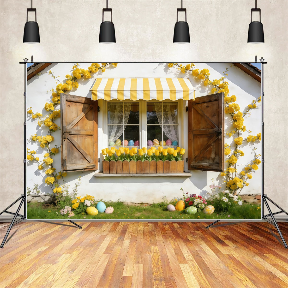 Fond Photo Pâques Fenêtre Cottage Store Jaune CSH61-41