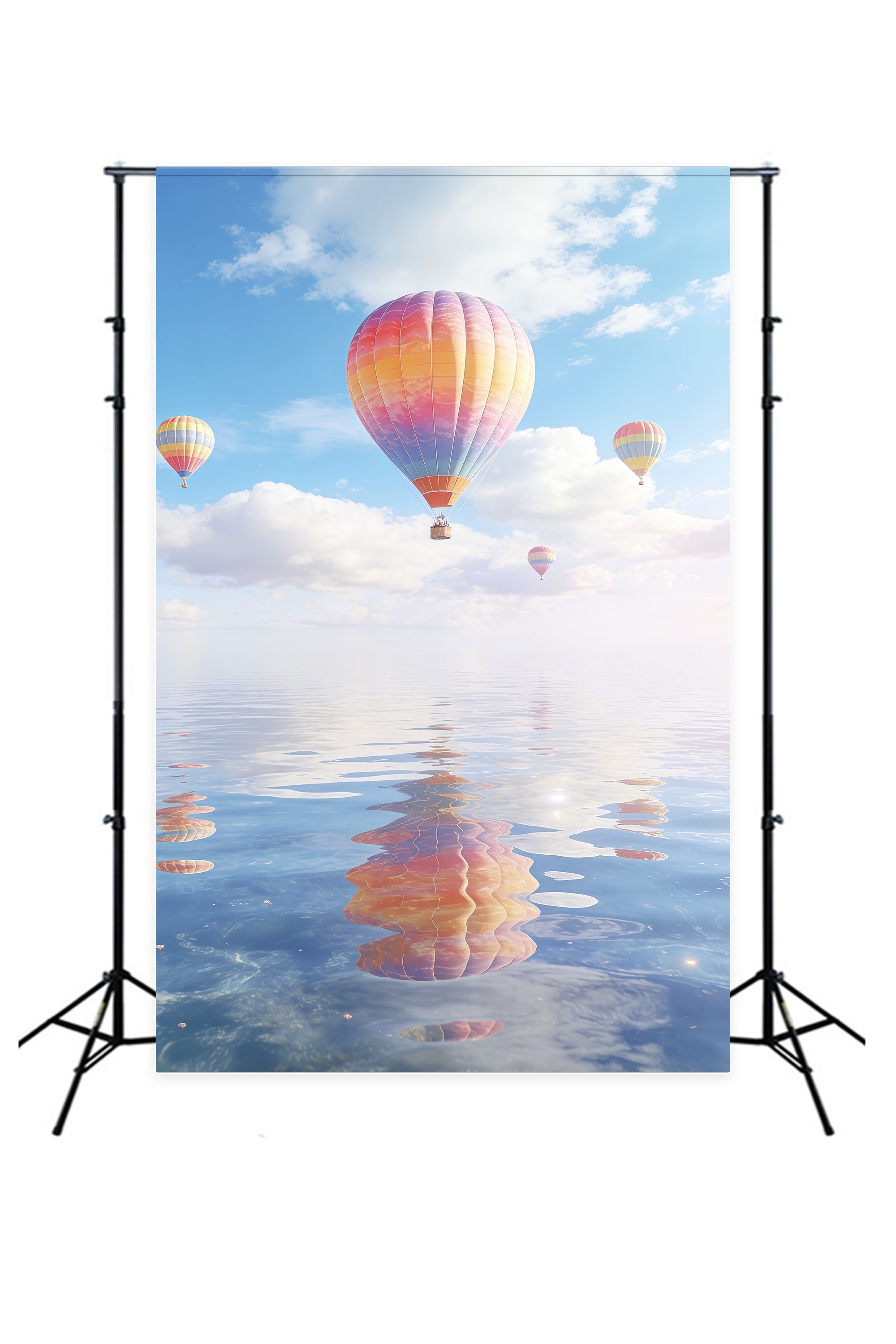 Toile de fond Nuages Ballons Pastel Reflet Eau CSH62-112