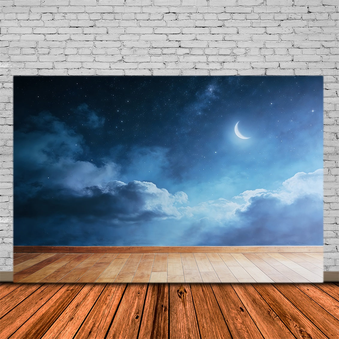 Toile de fond Nuages Lune Croissant Étoile Sol CSH62-114