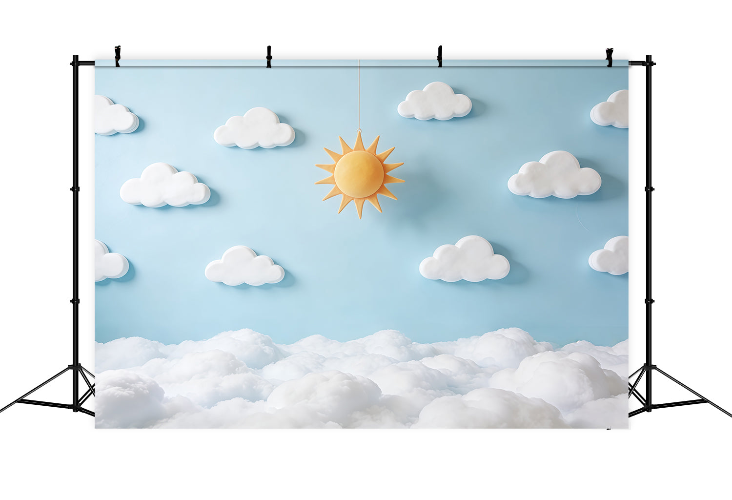 Toile de fond Nuages Découpe Soleil Ciel Bleu CSH62-117