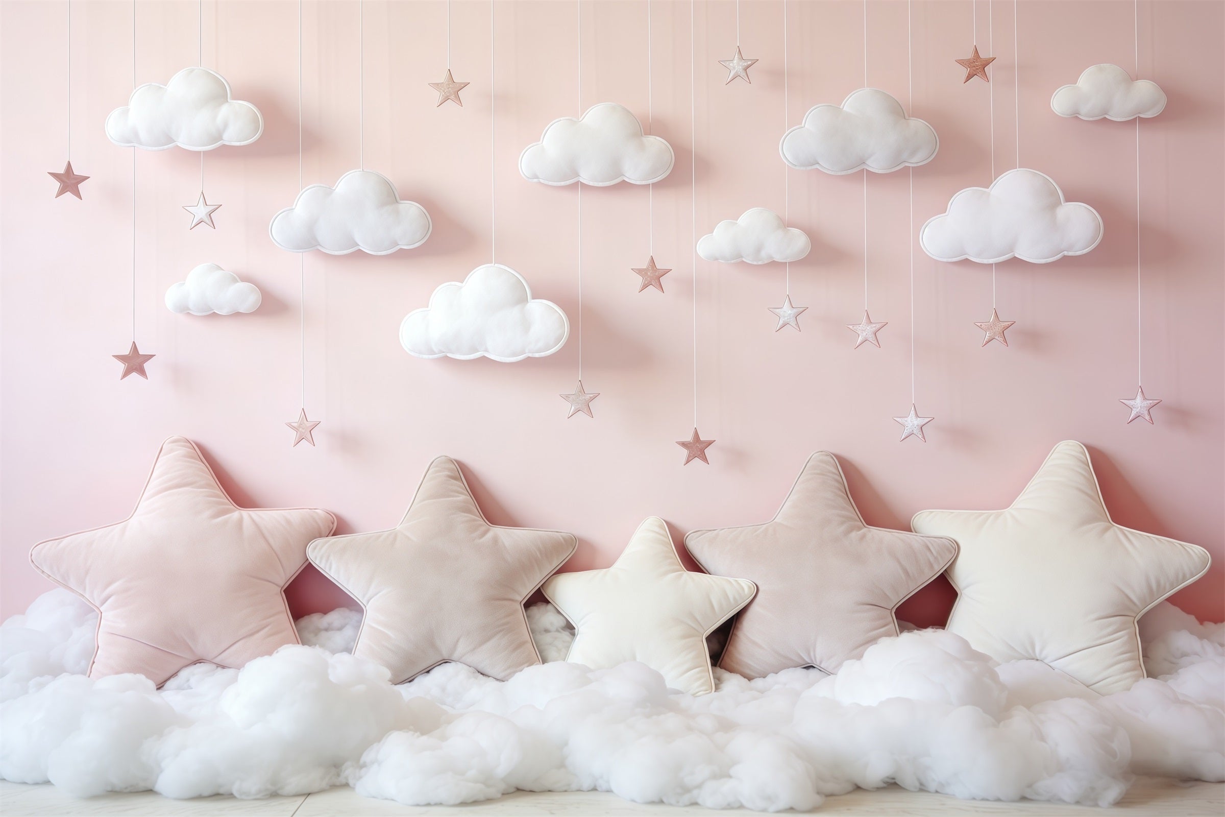 Fond Photo Nuages Étoile Rose Nuages Coussins CSH62-120