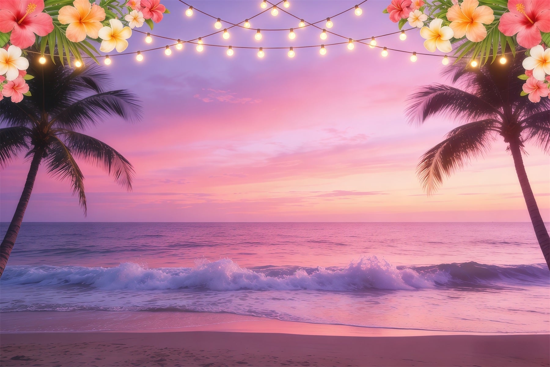Toile de fond Ciel Plage Tropicale Lumières Coucher Soleil CSH62-126