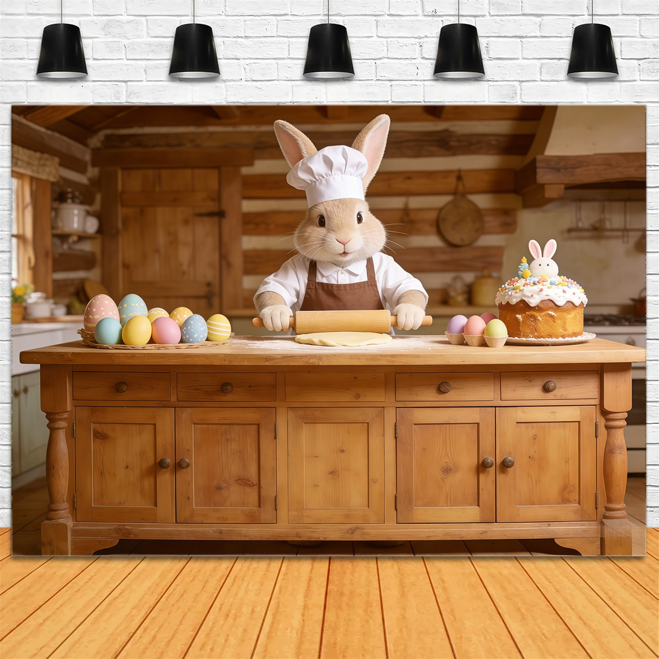 Toile de fond Pâques Lapin Boulanger Gâteau Cuisine CSH62-72