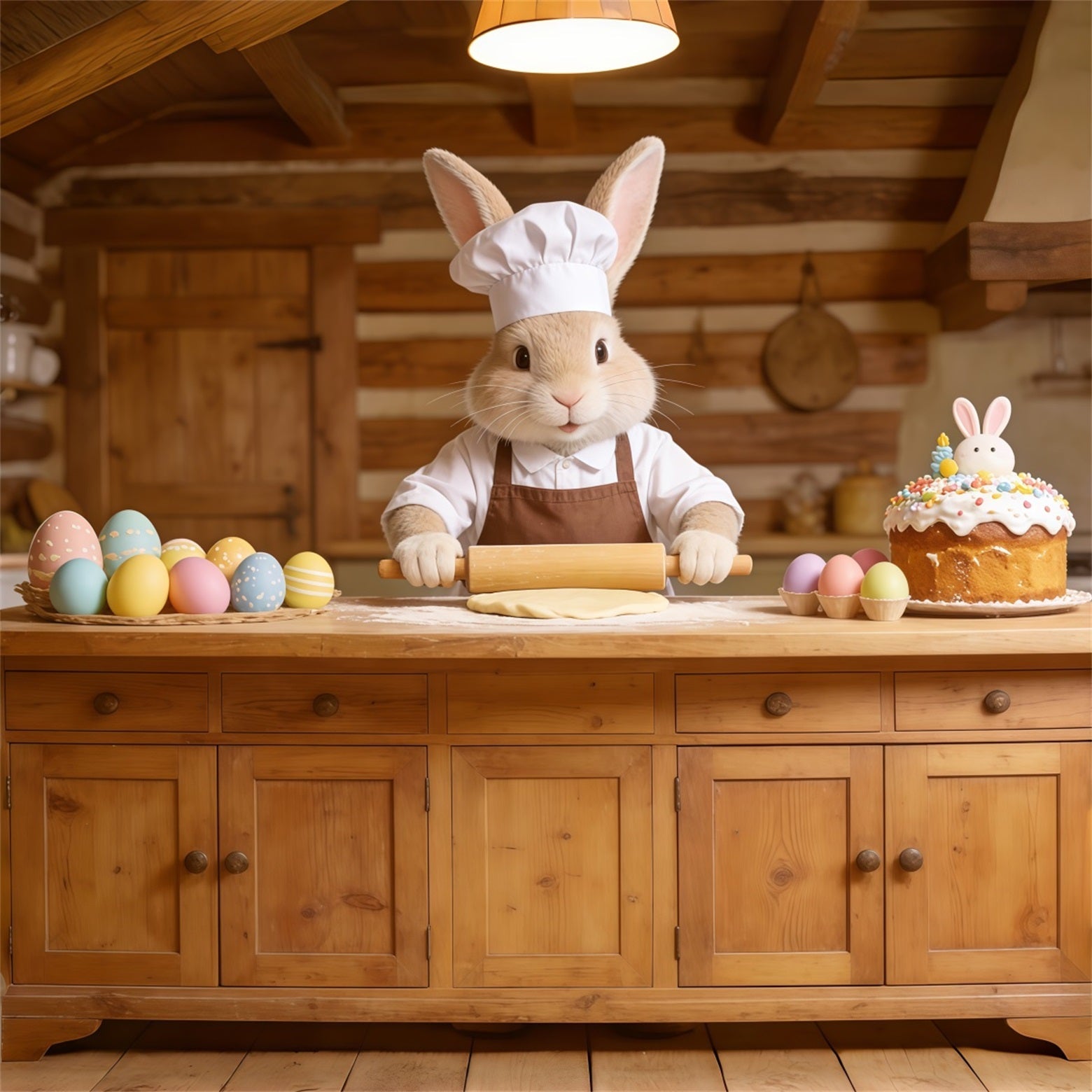 Toile de fond Pâques Lapin Boulanger Gâteau Cuisine CSH62-72