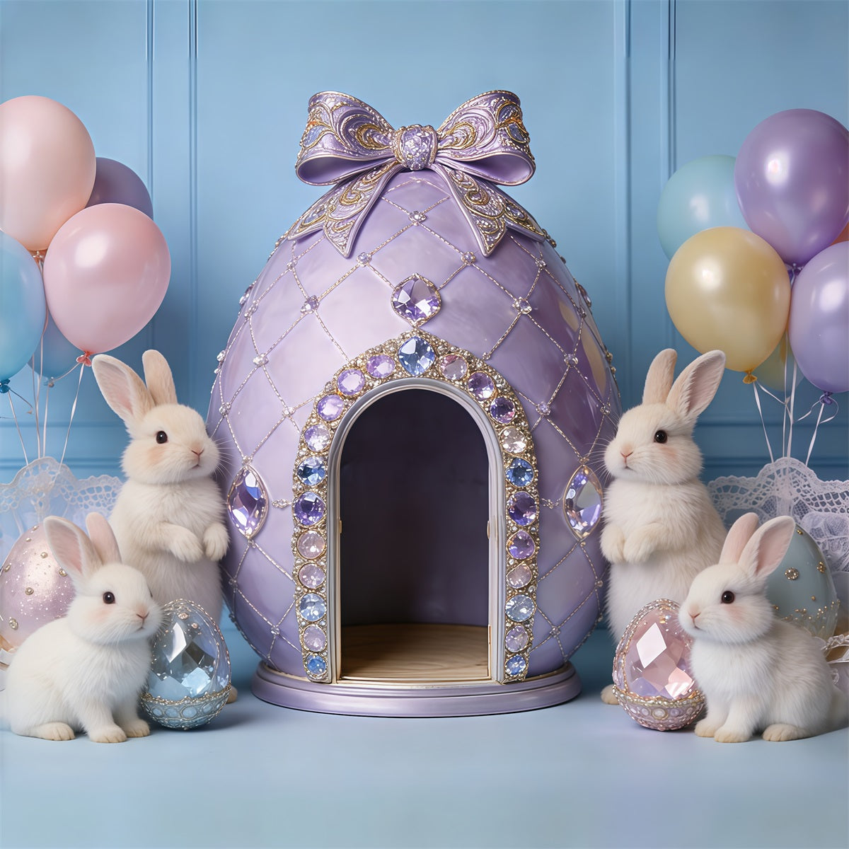Fond Photo Pâques Maison Œuf Bijou Lapin CSH62-85