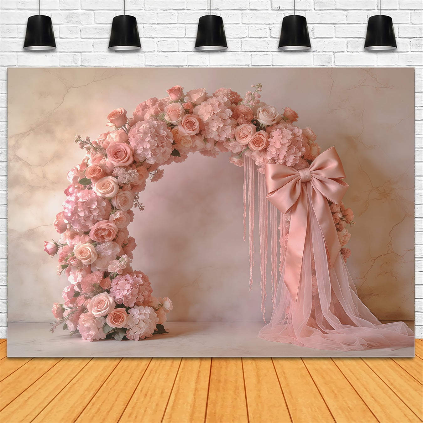 Fond Fête des Mères Œillets Arche Roses Poudrées Nœud CSH63-52