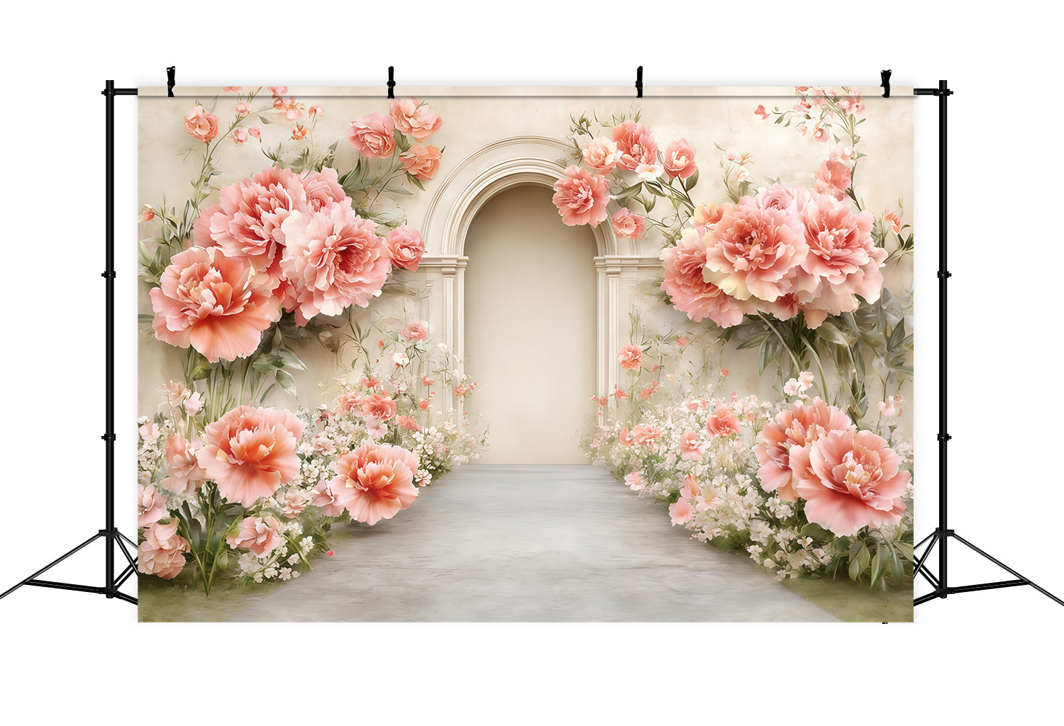 Fond Fête des Mères Œillets Jardin Fleuri Arche Pêche CSH63-64
