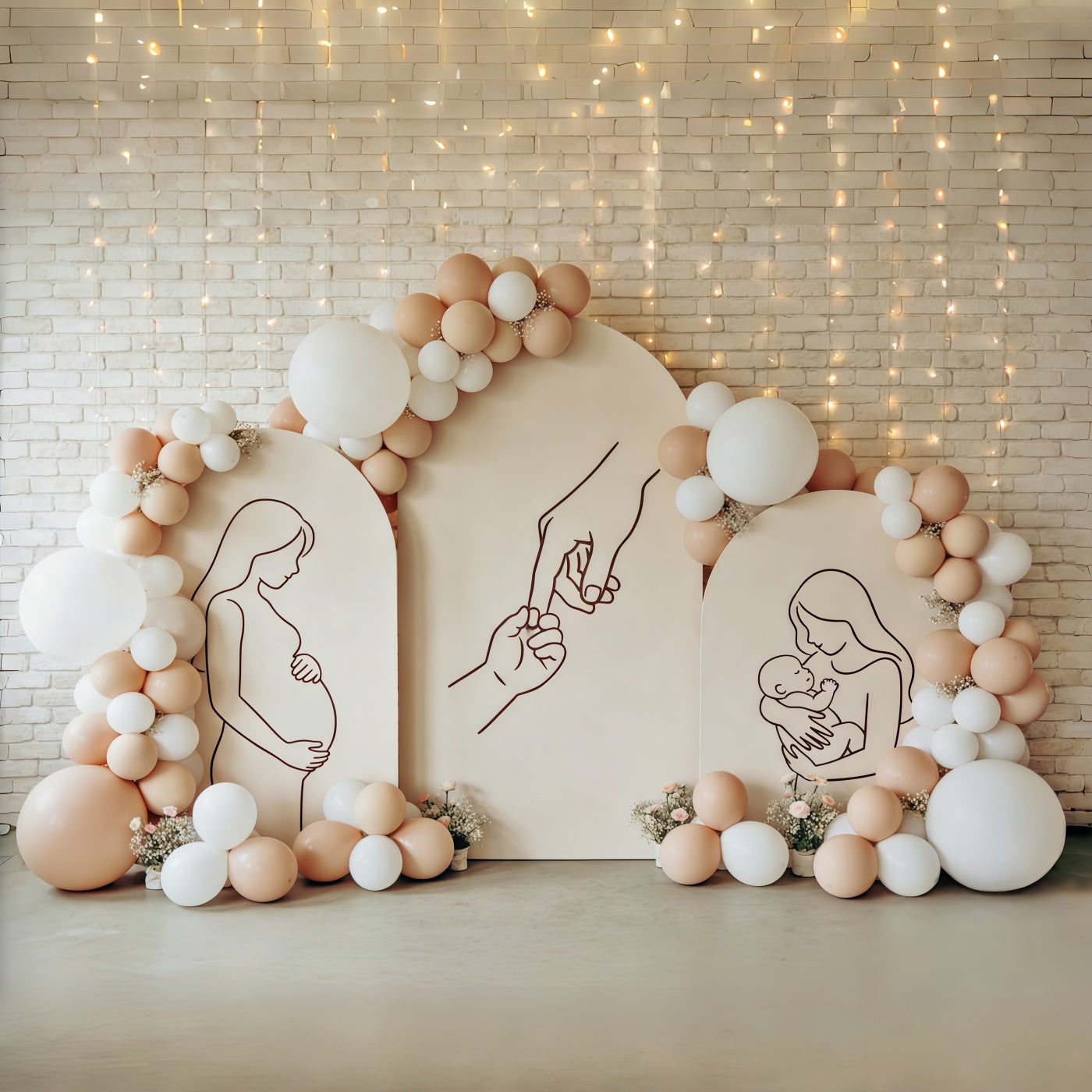 Fond Fête des Mères Silhouette Mère Fille Voyage de la Maternité Arche Ballons CSH63-83