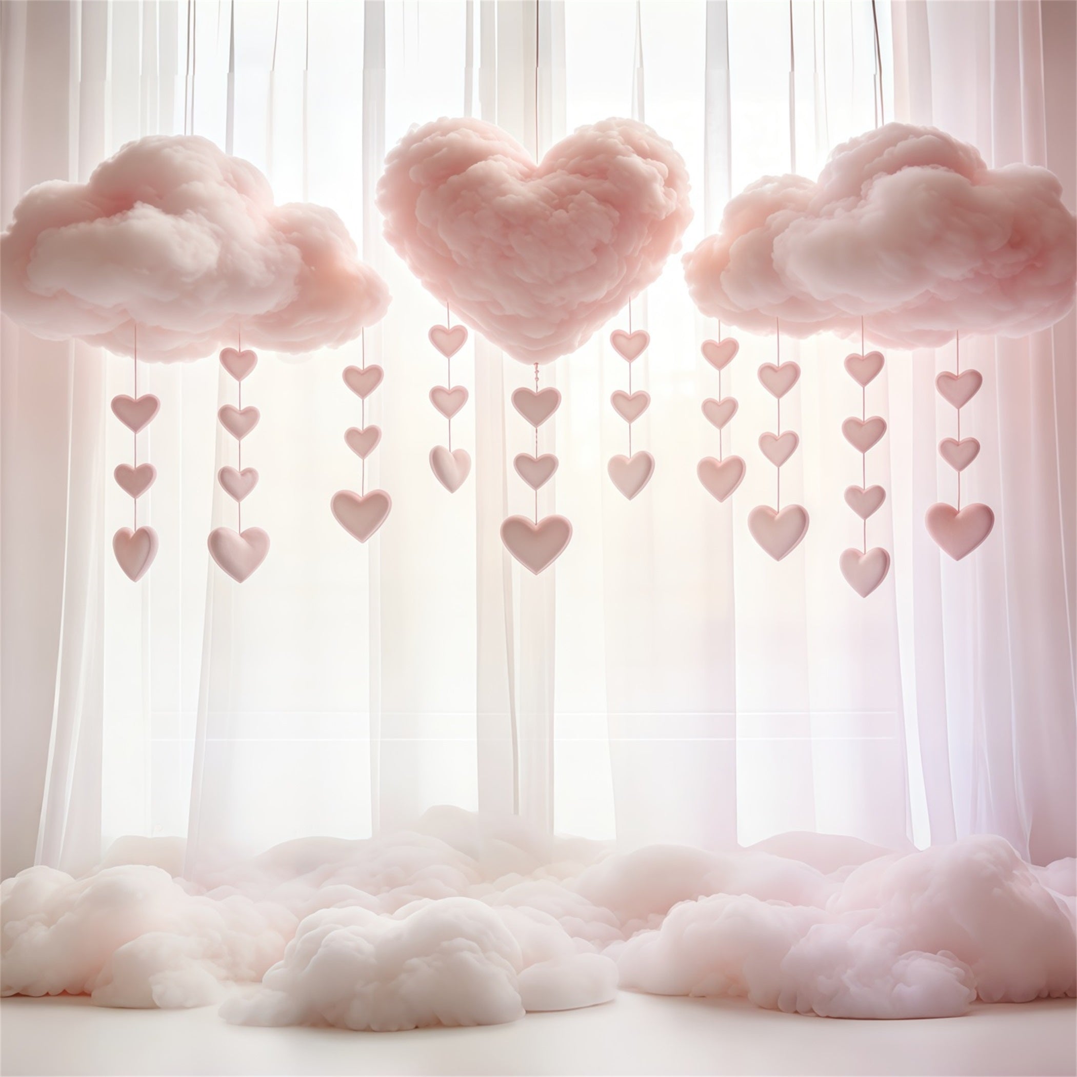 Fond Joyeuse Fête des Mères Nuages Cœur Roses Rêveurs Rideaux CSH63-86