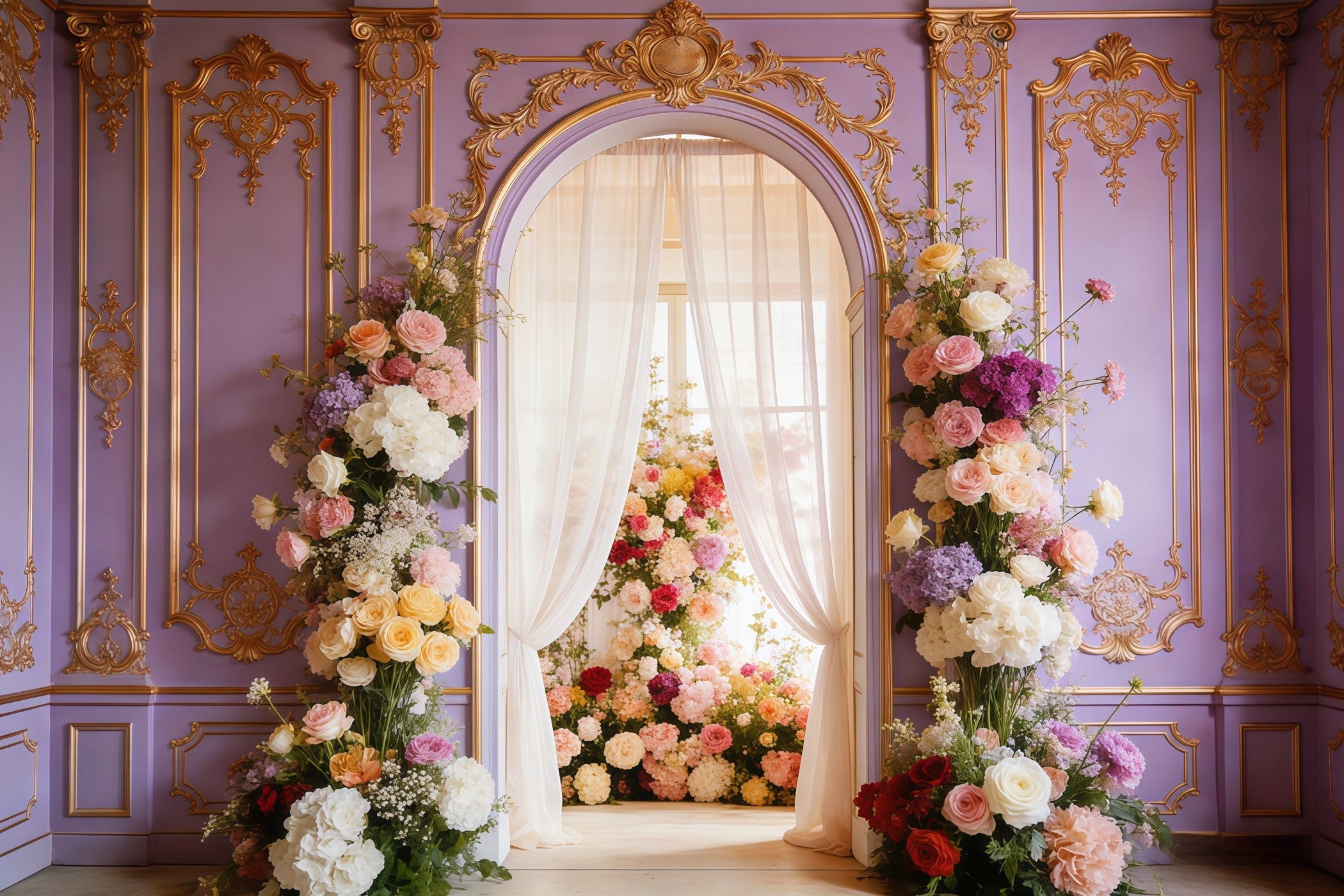Fond Fête des Mères Floral Rococo Palais Lavande Arche Fleurie CSH63-88