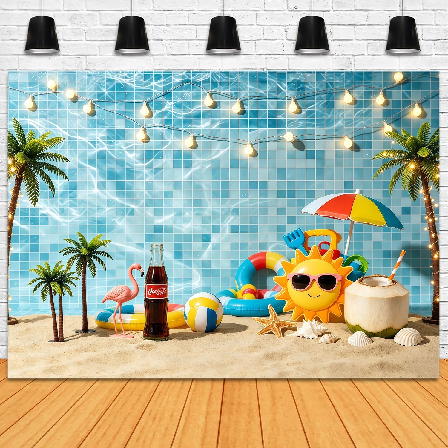 Fond Plage Piscine Fête Décor Estival CSH64-83