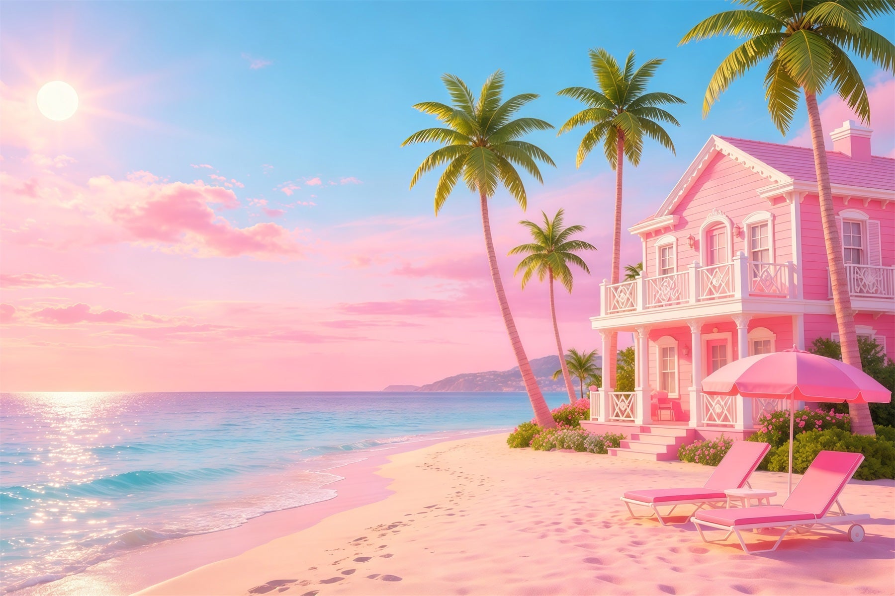 Fond Plage Maison Rose au Bord de la Mer Évasion Océanique CSH64-93