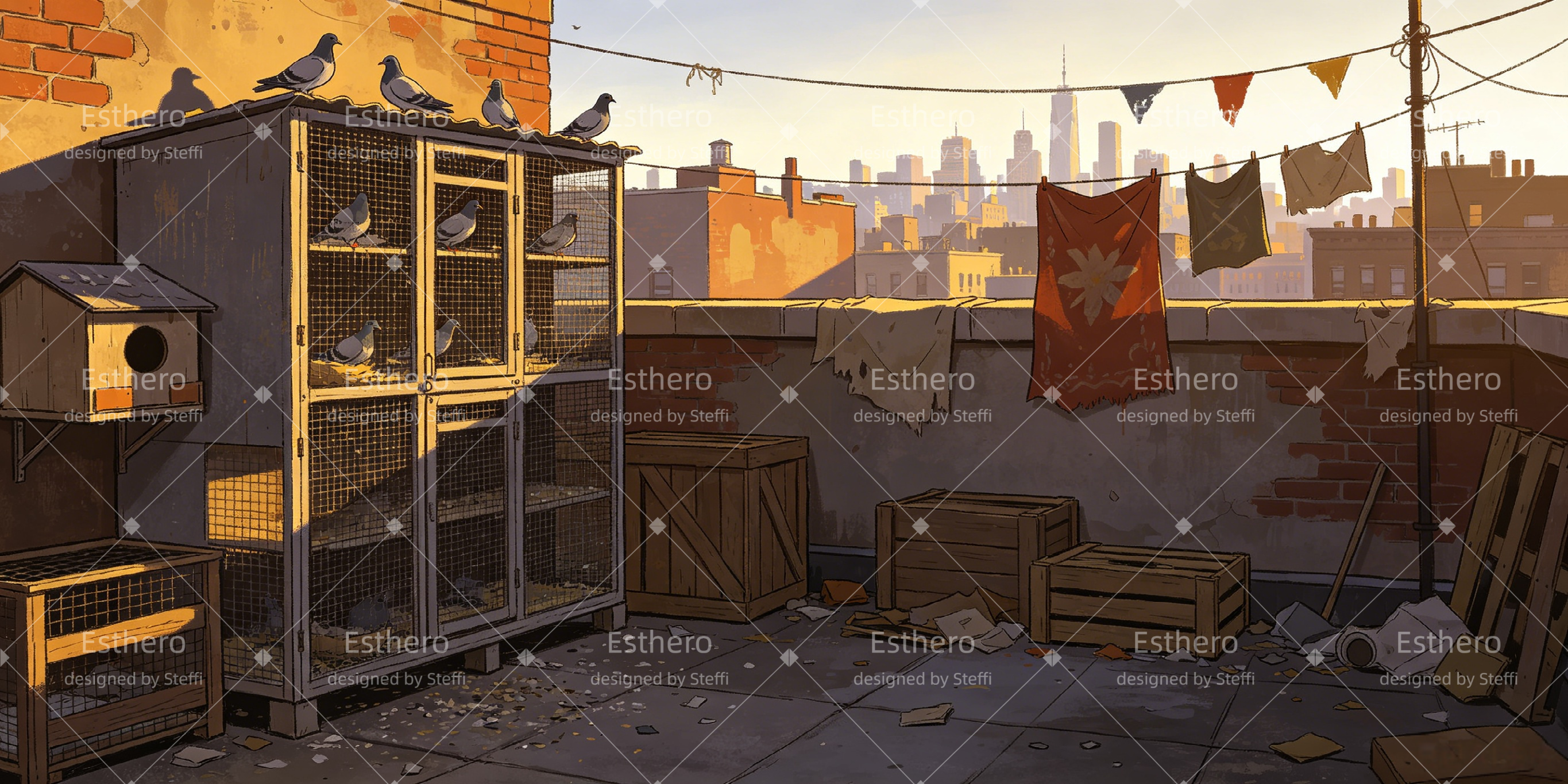 Toile de Fond Théâtre Toit Urbain Décor de Spectacle CSH66-T6