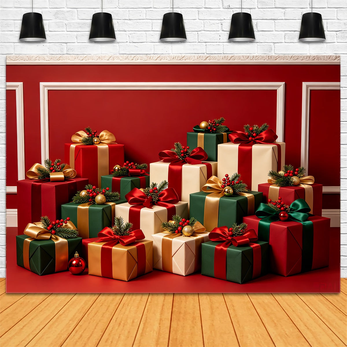 Fond De Noël Présentoir De Coffret Cadeau De Luxe Décors De Studio Pour Noël CSH68-73
