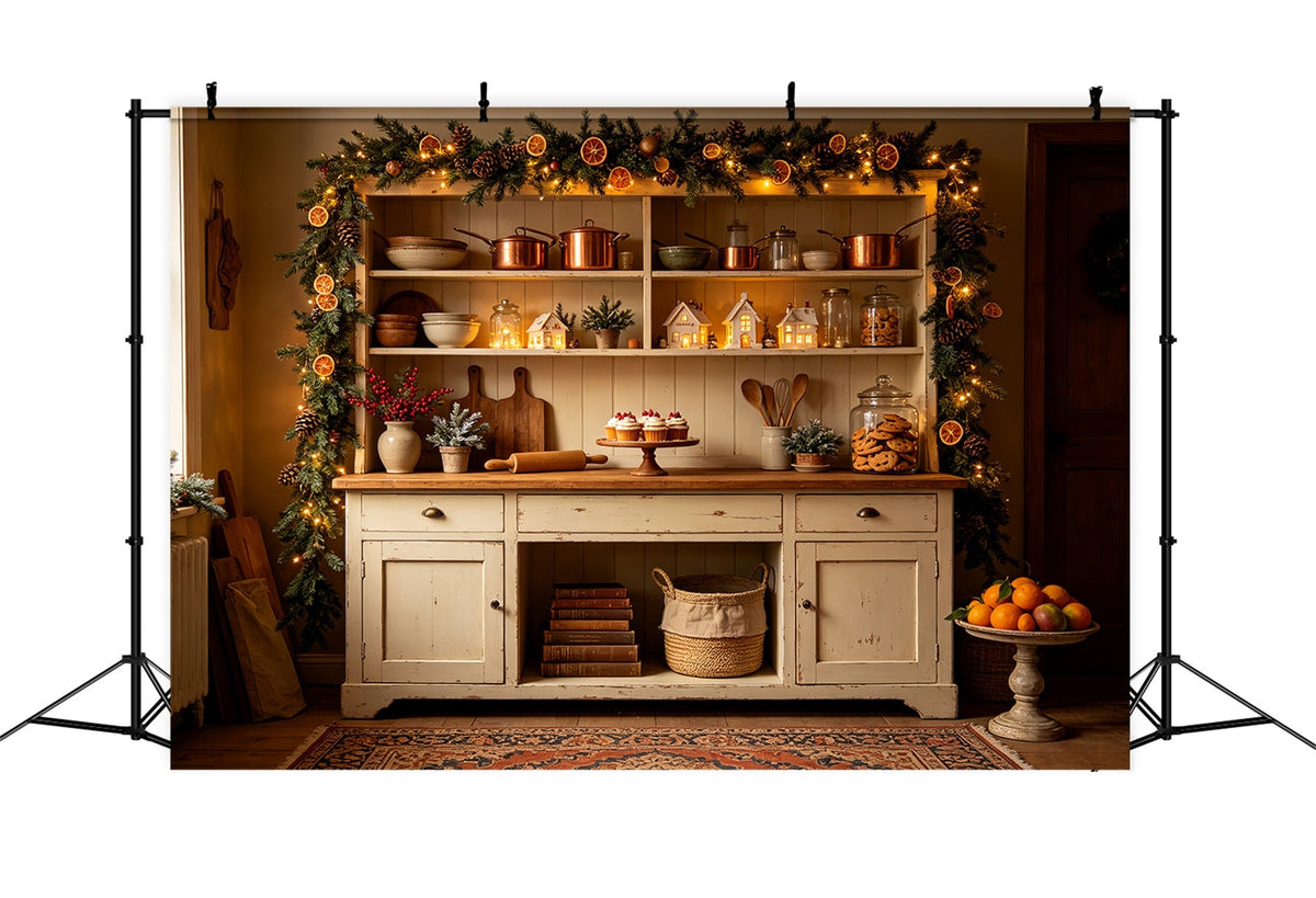 Décor De Cuisine De Noël Cuisine Rustique Avec Guirlande D'Oranges Décor De Noël CSH68-93
