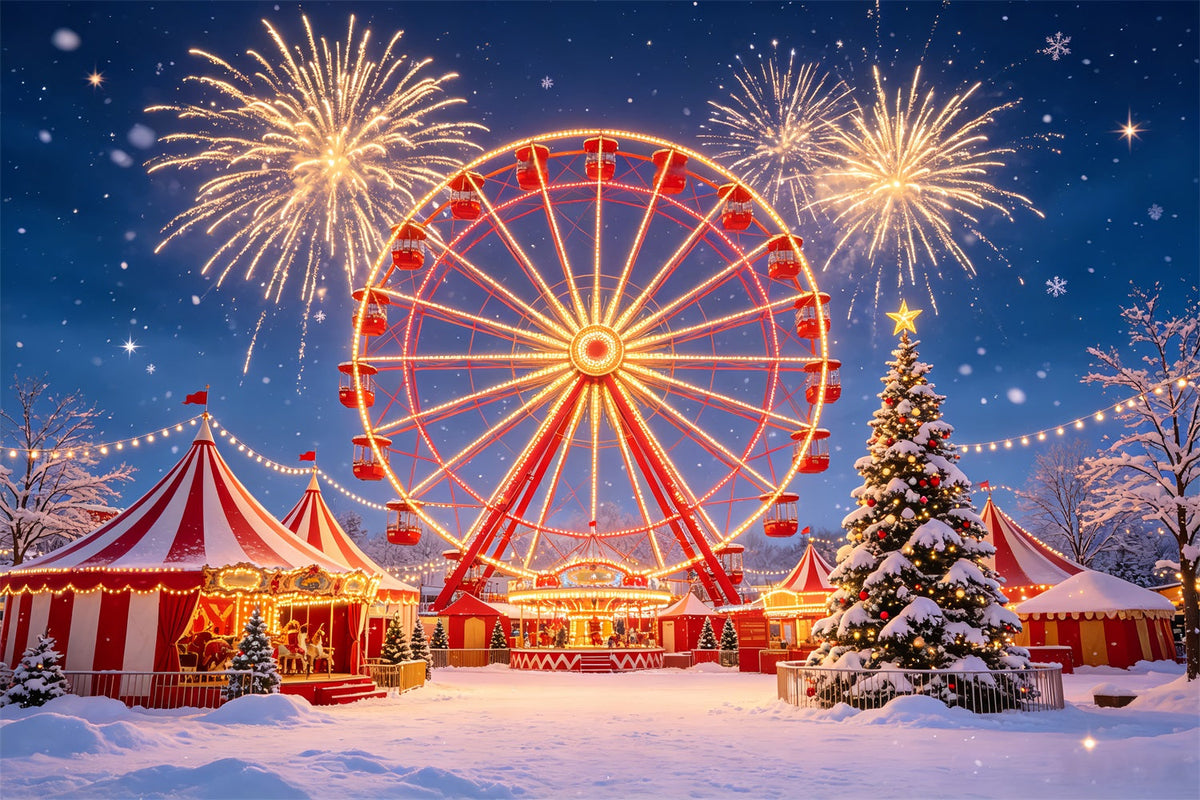 Décor De Noël Pour Une Fête Feux D'Artifice De La Grande Roue Enneigée Décor De Fête CSH69-105