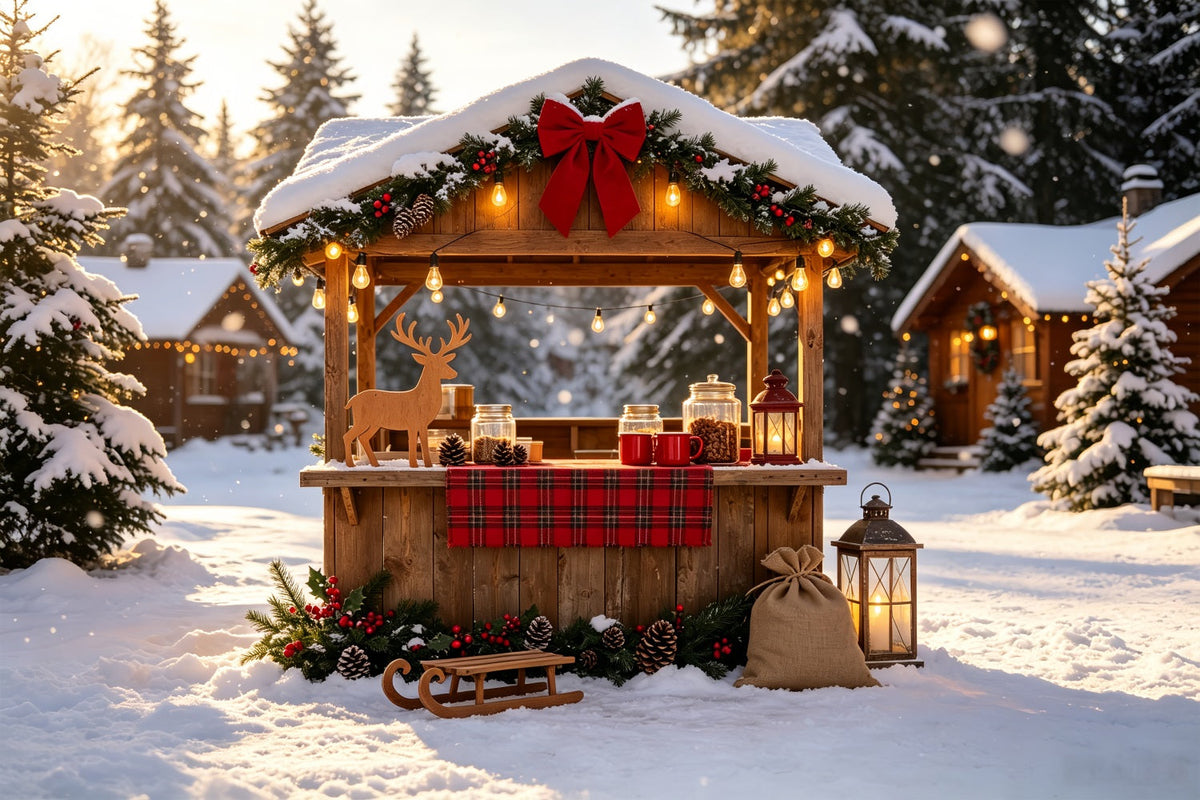 Décor De Noël Enneigé Stand De Marché Rustique D'Hiver Décors De Noël CSH69-27