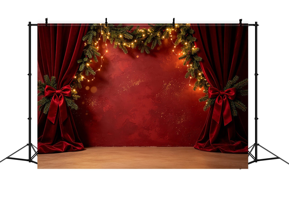 Décor Mural De Noël Scène De La Guirlande De Velours Rouge Décors Photographiques De Noël CSH69-33