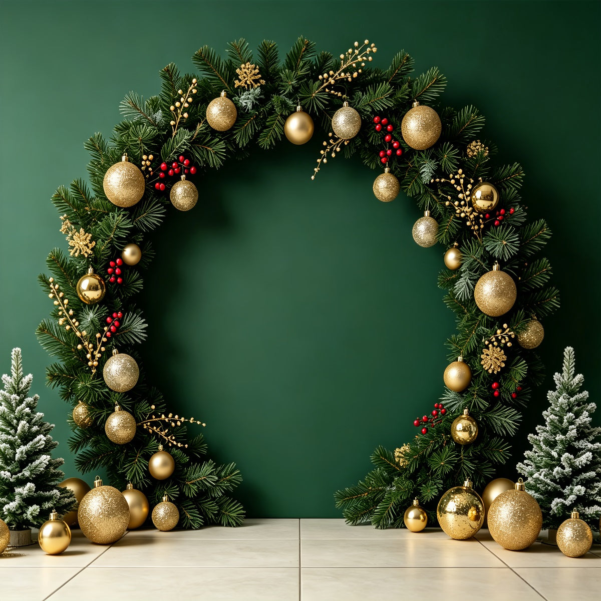Décors Photo De Noël Arche Décorative Verte Décor De Portrait De Noël CSH69-60