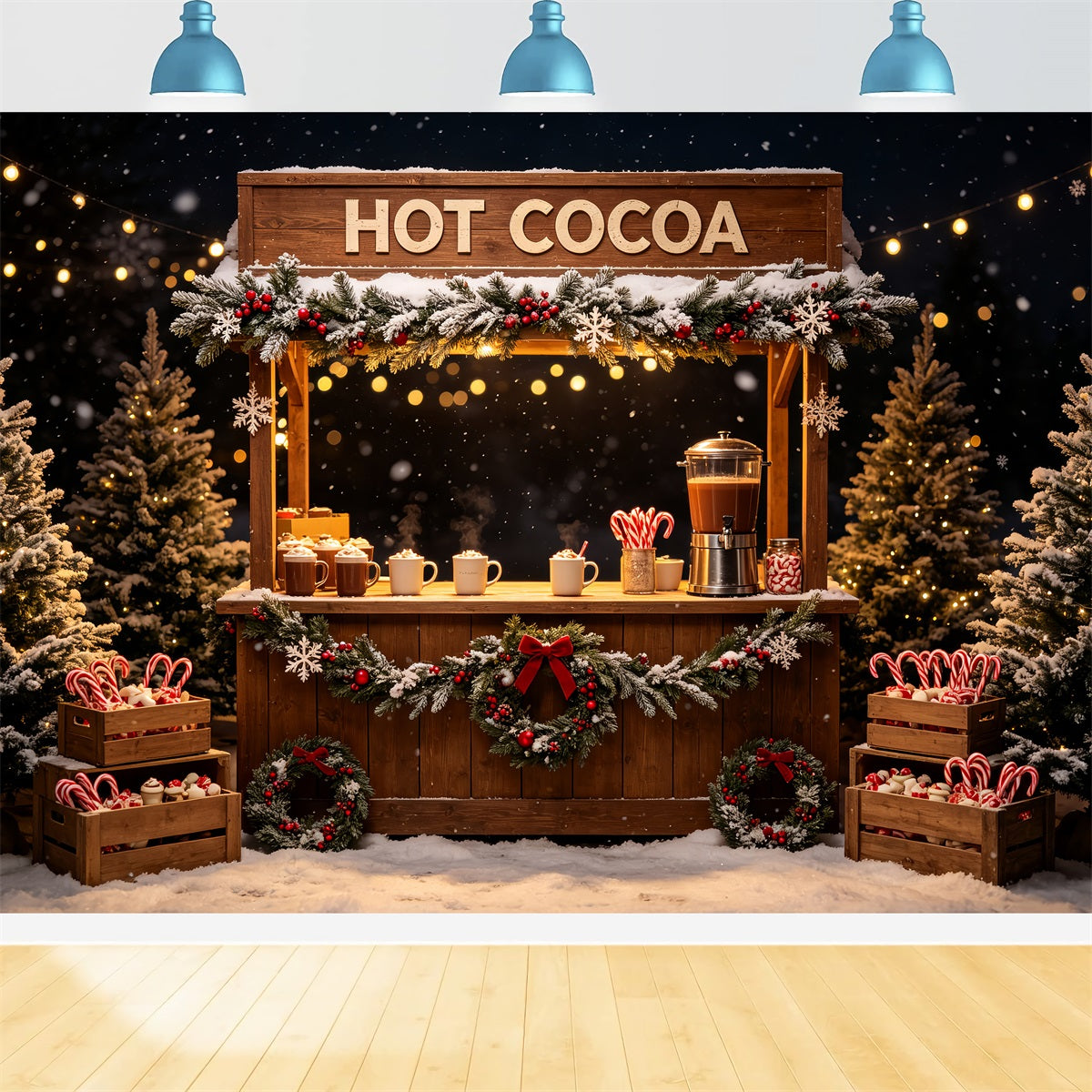 Décor De Fête De Noël Présentoir À Chocolat Chaud Fond De Noël CSH69-63