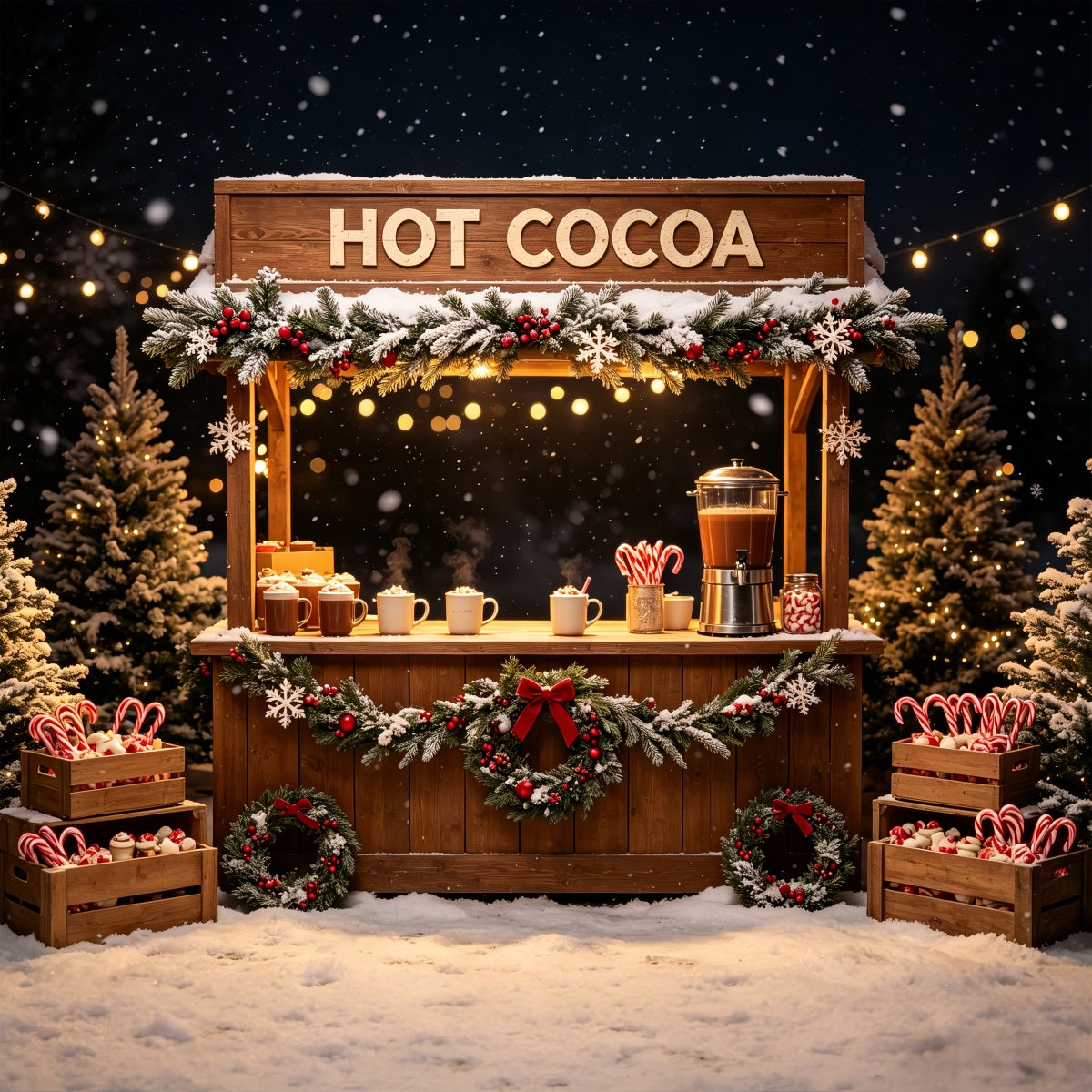 Décor De Fête De Noël Présentoir À Chocolat Chaud Fond De Noël CSH69-63