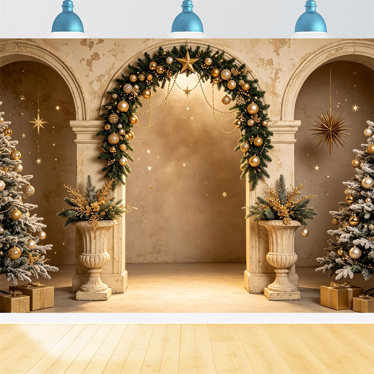 Décor Pour Séance Photo De Noël Arbre De Noël De L'Arche Dorée Décors De Noël CSH69-66