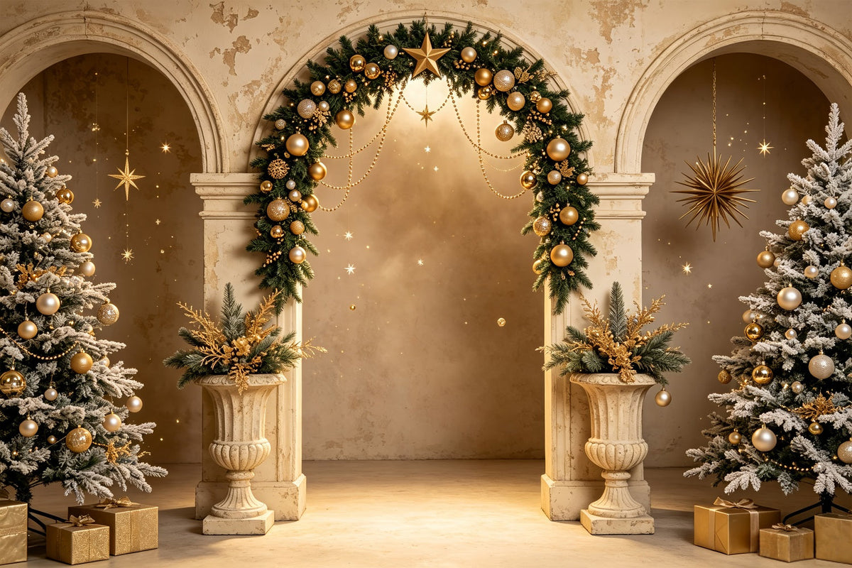 Décor Pour Séance Photo De Noël Arbre De Noël De L'Arche Dorée Décors De Noël CSH69-66