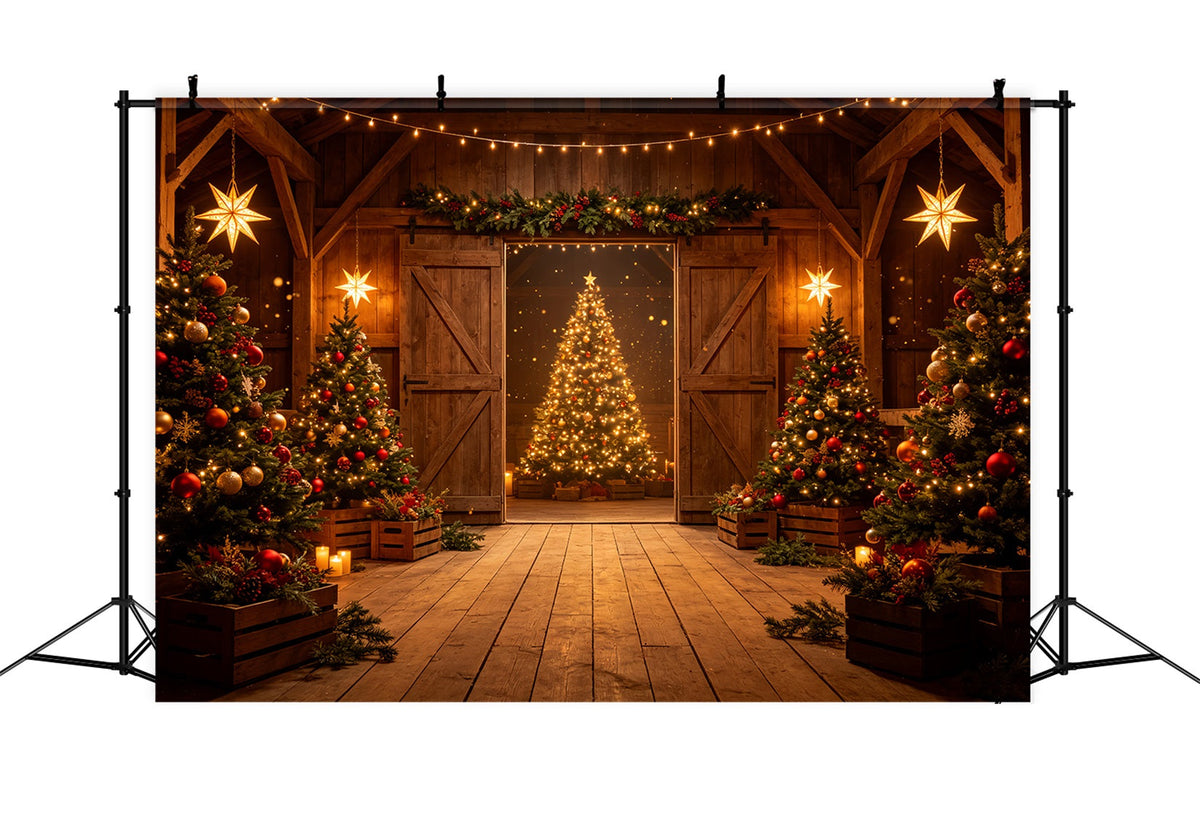 Décor De Noël De L'Ouest Lumière Rustique D'Un Arbre De Grange Décor De Noël Extérieur CSH69-67