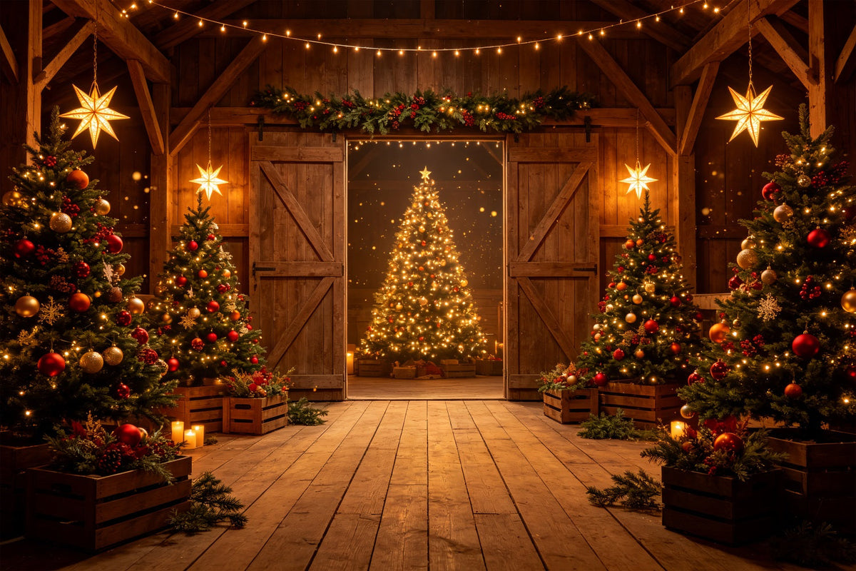 Décor De Noël De L'Ouest Lumière Rustique D'Un Arbre De Grange Décor De Noël Extérieur CSH69-67