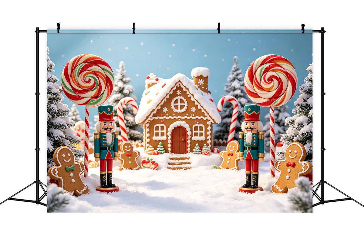 Casse-Noisette - Pays Des Friandises - Décor Village De Bonbons Enneigé Fond Photo CSH69-75