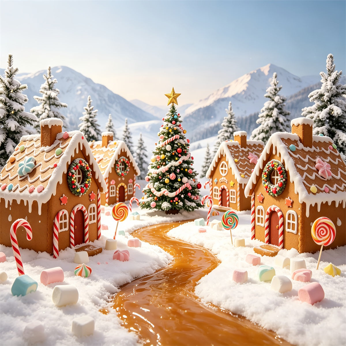 Décor De Maison En Pain D'Épice Village Enneigé De Candyland En Pain D'Épice CSH69-76