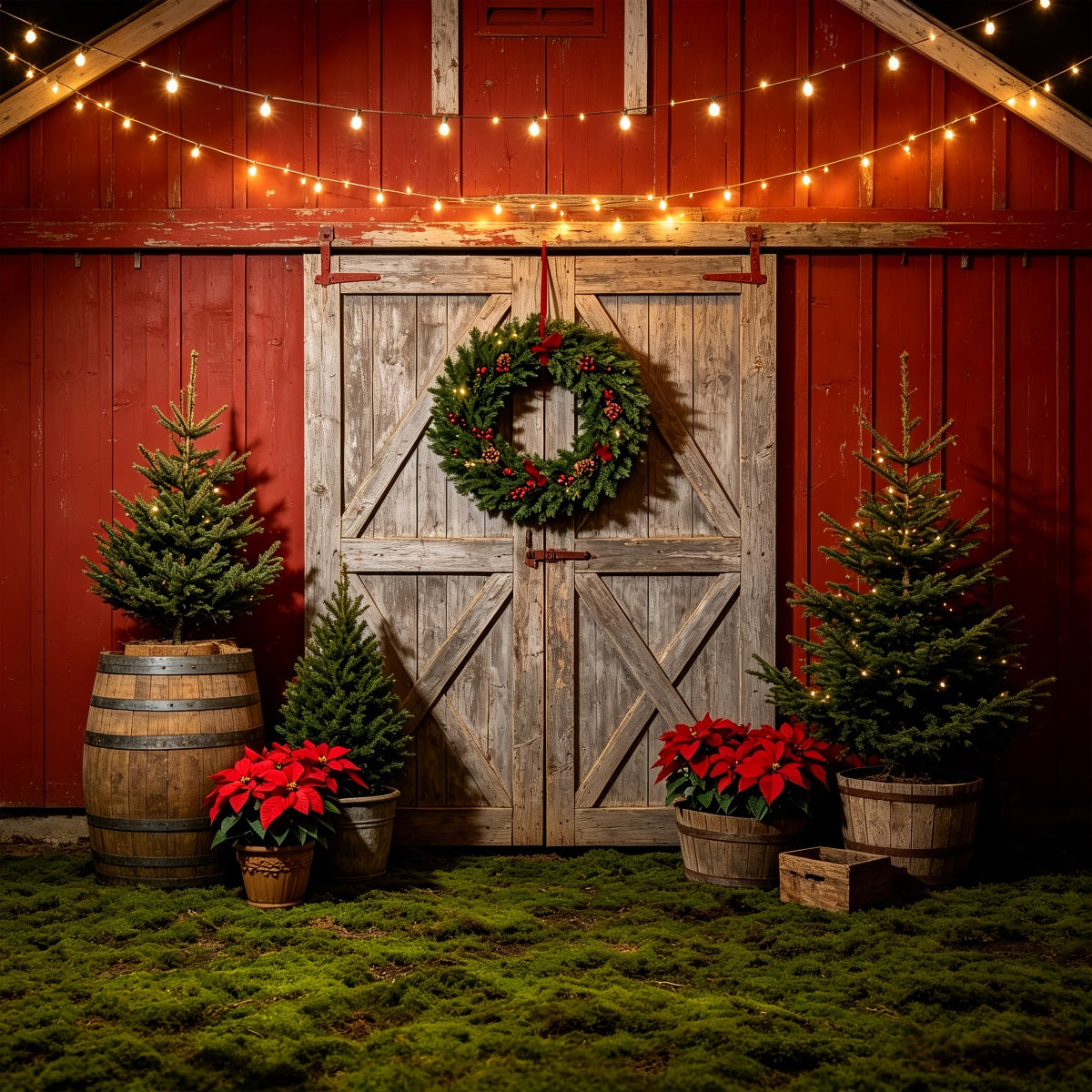 Décor De Noël De L'Ouest Couronne Rustique De Porte De Grange Décor De Noël Extérieur CSH69-85