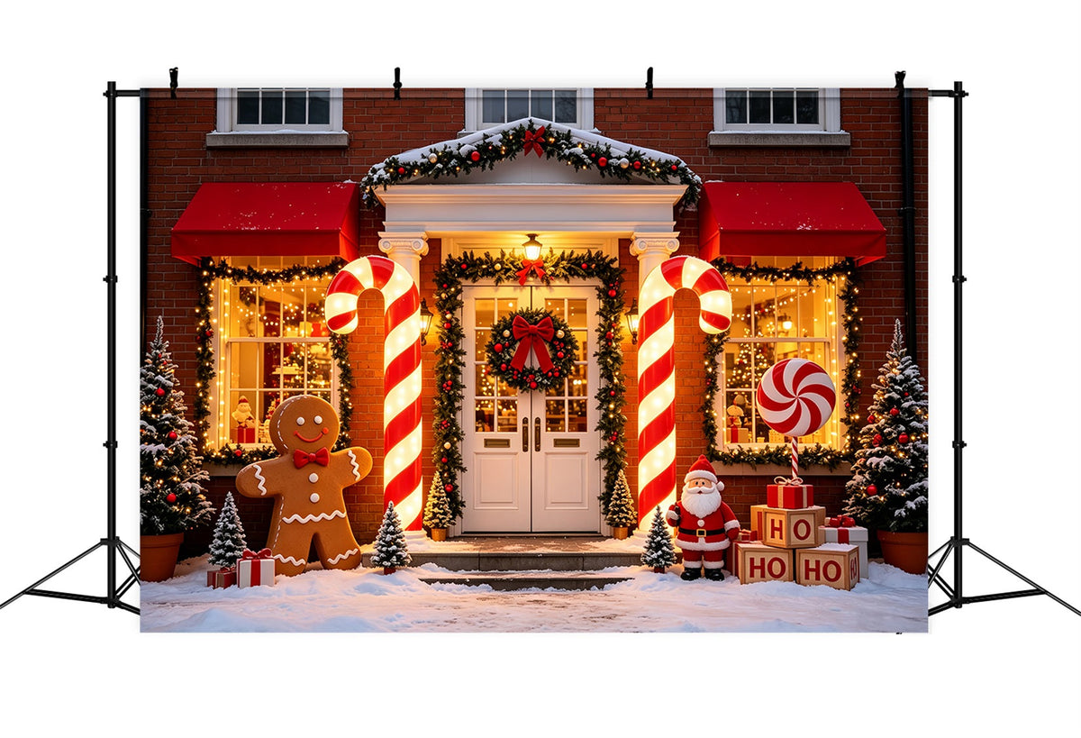 Décor Pour Photos Avec Le Père Noël Entrée Du Porche En Forme De Canne À Sucre Décors Photo CSH69-91