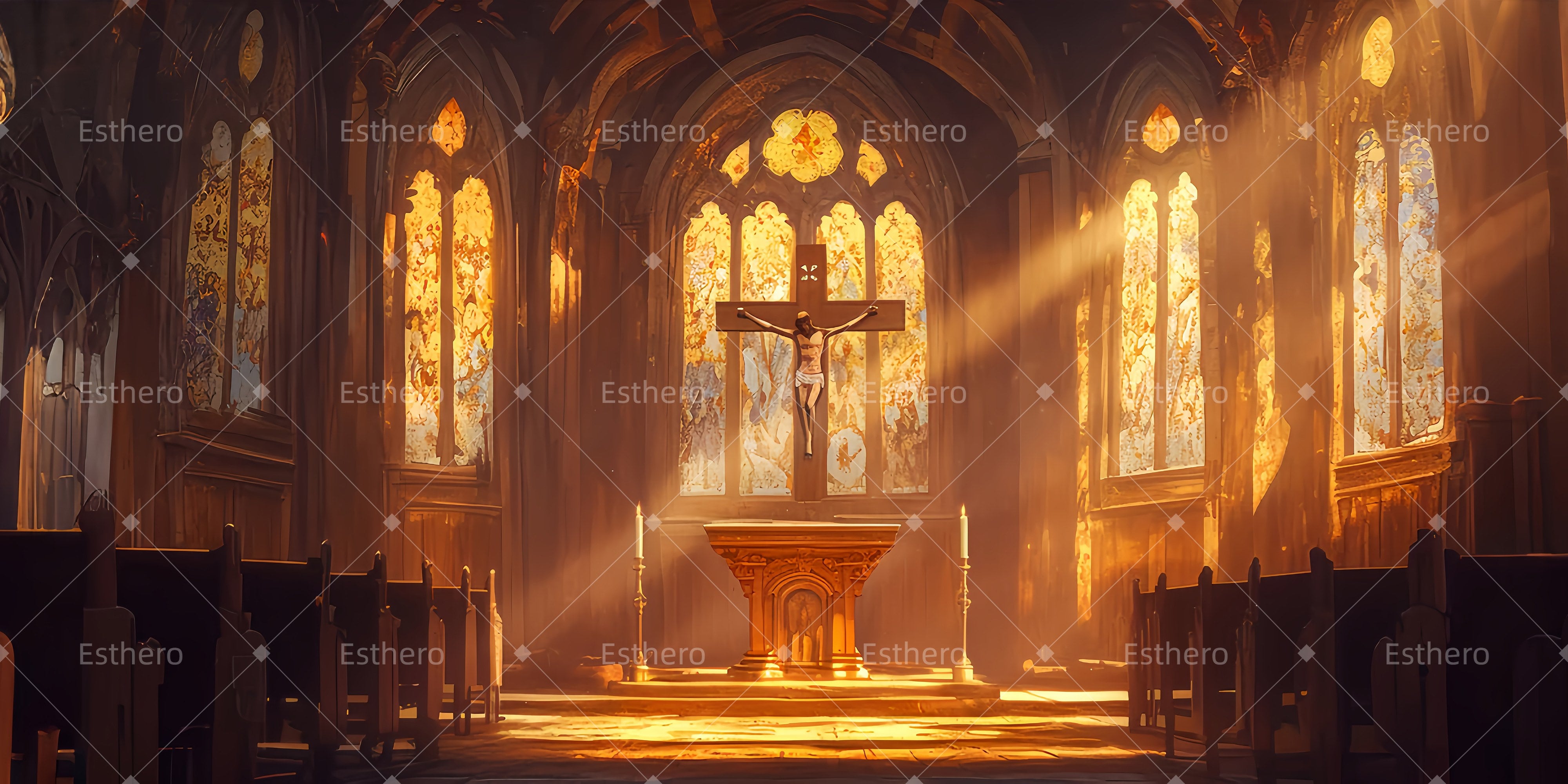 Fond de Scène Intérieur de l’Église LXX510-T4