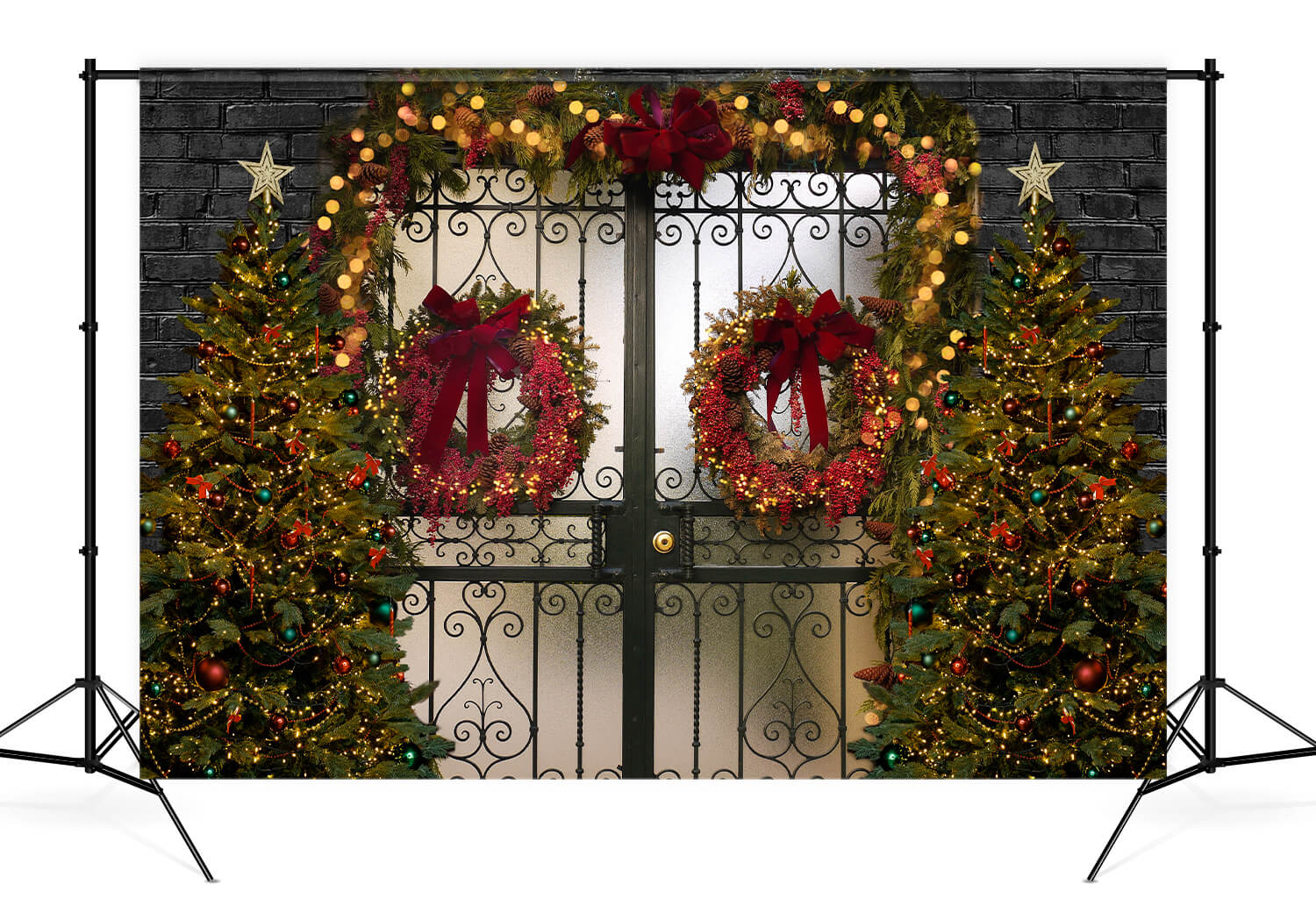 Noël porte guirlande lumières décoration toile de fond D900