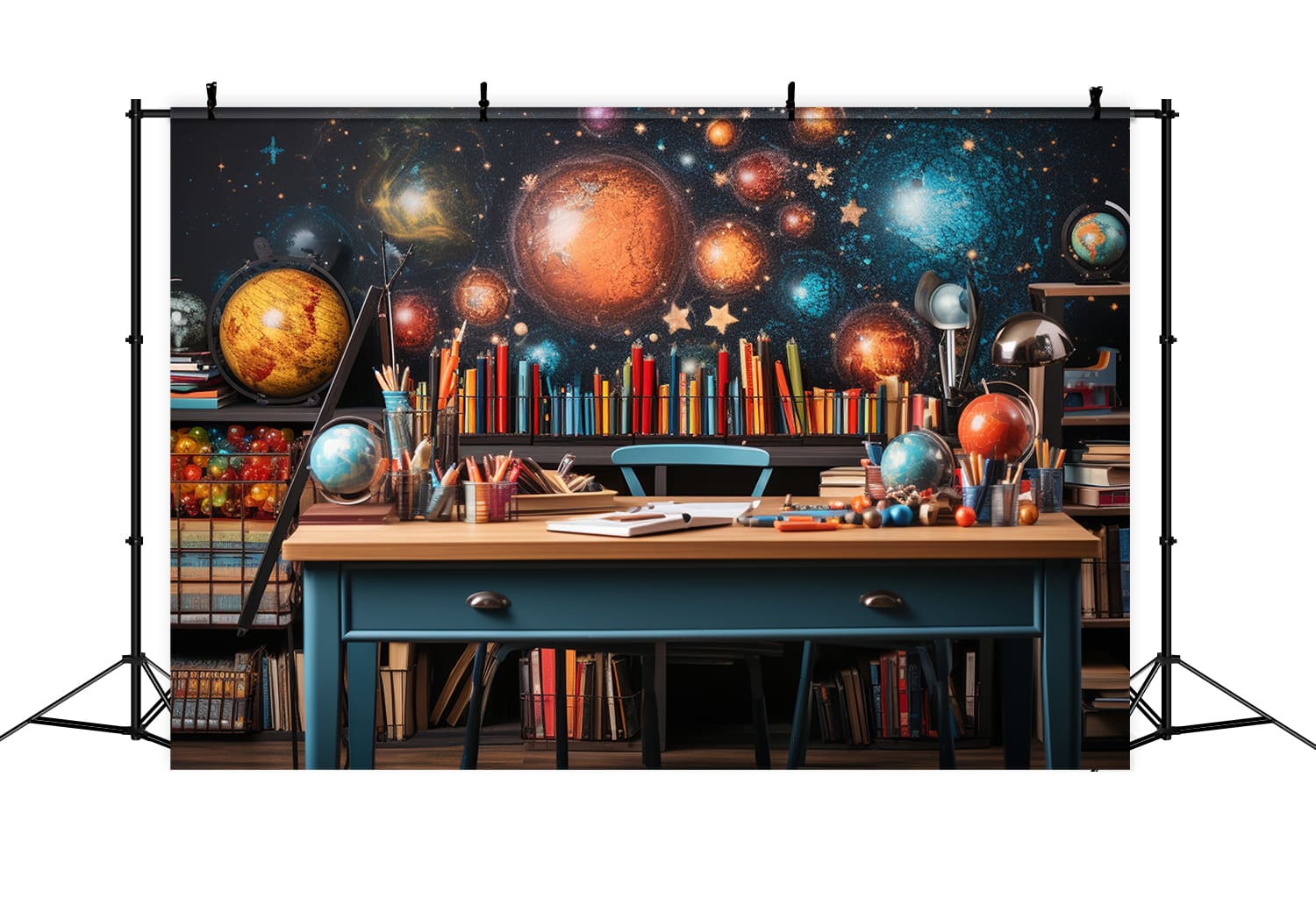 Toile de Fond d'Aventures Spatiales pour la Rentrée Scolaire DBD7-49