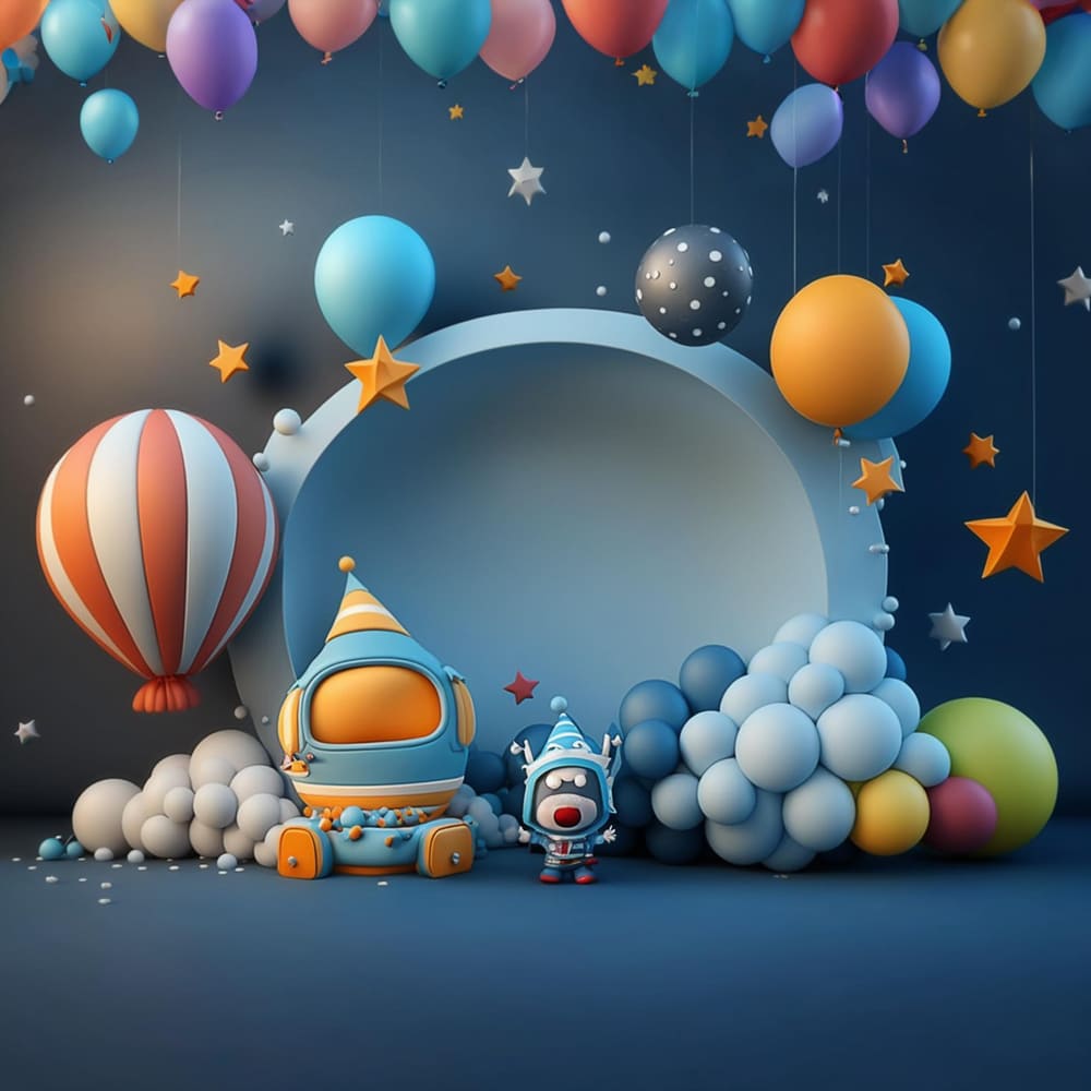 Toile de Fond de Ballons en Vaisseau Spatial pour la Rentrée Scolaire DBD7-79