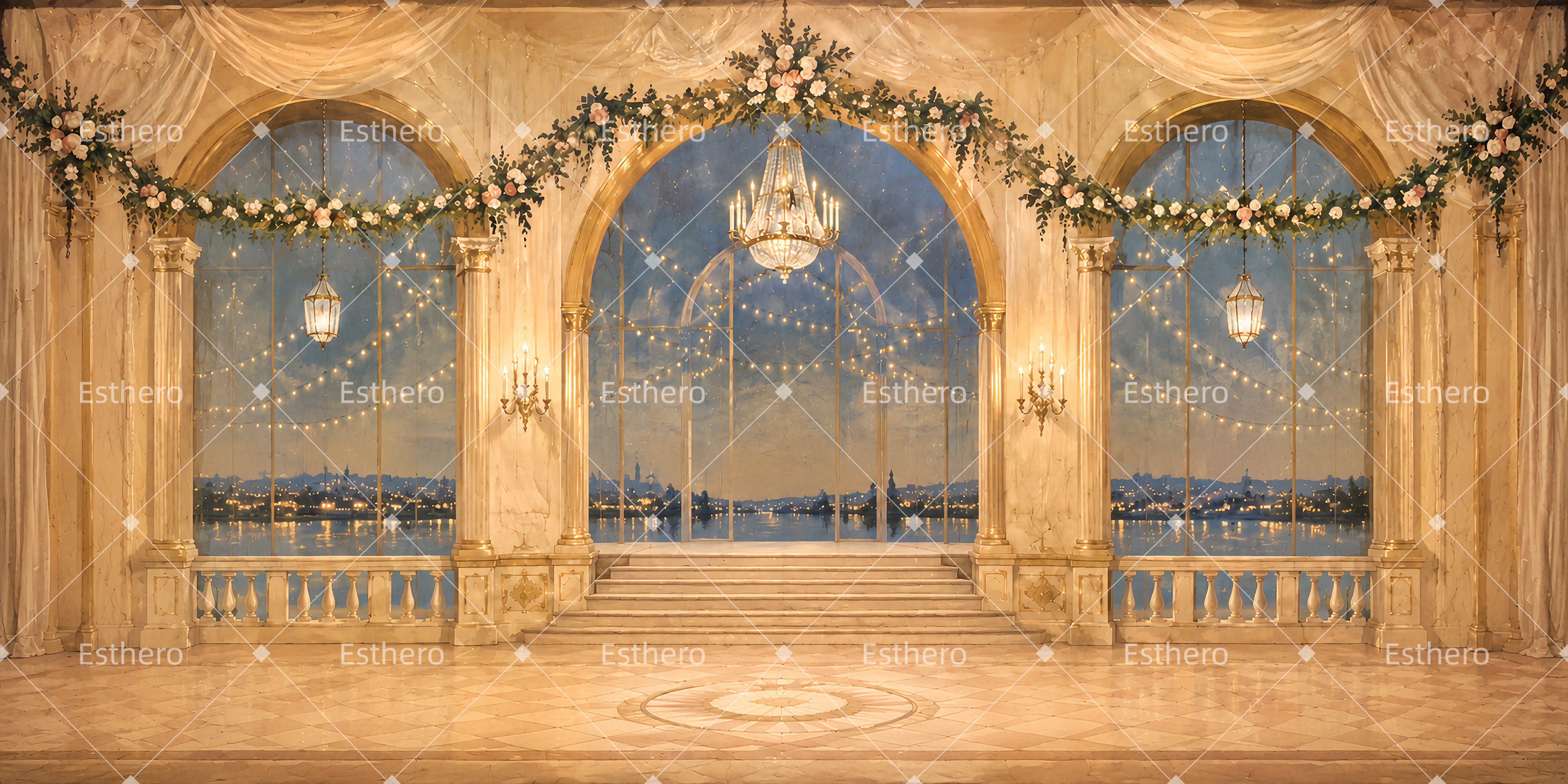 Toile de fond de finale de mariage pour récital de danse et théâtre DLS65-T20