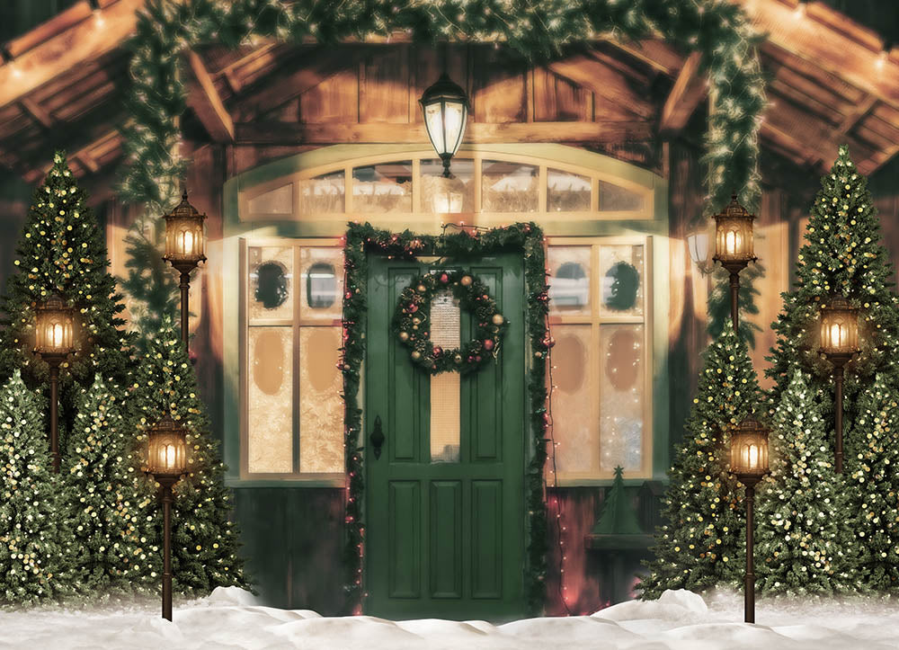 Toile de Fond des Arbres de Noël Lampes Décoration pour la Photographie G-1435