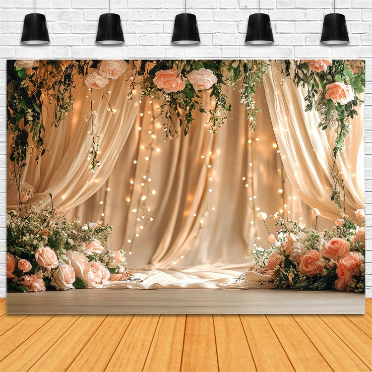 Toile de Fond pour la Fête des Mères Élégant Drapé Floral Suspendu GQ2-110