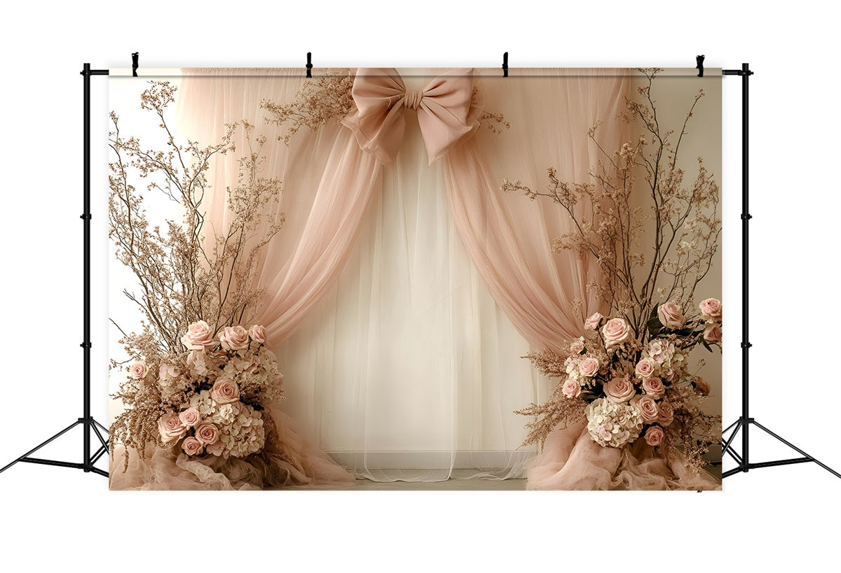 Toile de Fond Joyeuse Fête des Mères Nœud de Soie Floral Rêveur GQ2-119