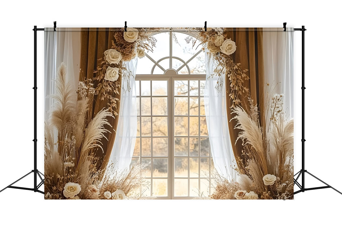 Toiles de Fond pour la Fête des Mères Arche de Roses Blanches Élégante GQ2-120
