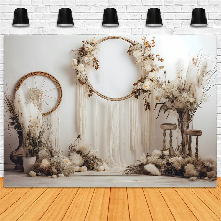 Toile de Fond Boheme Attrape-Rêves Pampas Ivoire Douce GQ2-13