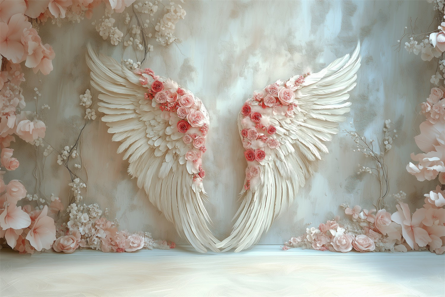 Toile de Fond Fête des Mères Ailes d'Ange Élégantes Roses GQ2-133