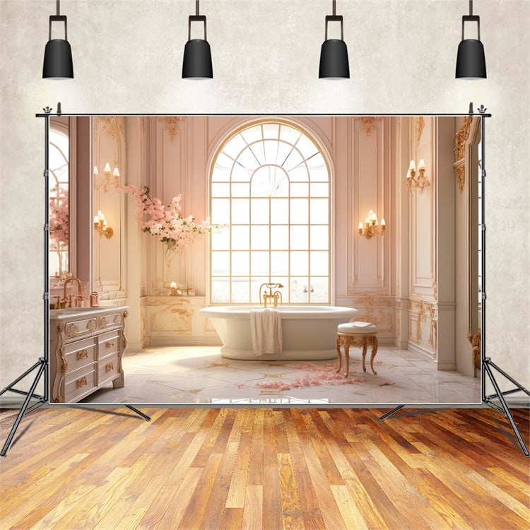 Toile de Fond Fête des Mères Salle de Bain Florale Rose Élégante GQ2-139