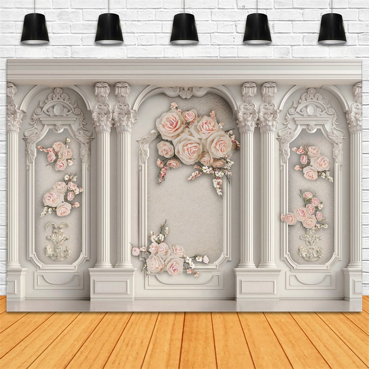 Toile de Fond pour la Fête des Mères Colonnes Gracieuses Rose Douce GQ2-141