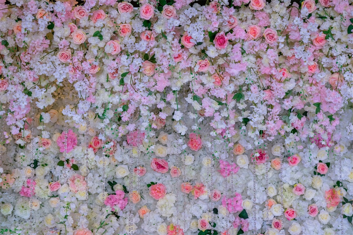 Toile de fond Pour la Fête des Mères Cascade Florale Rose Claire GQ2-170